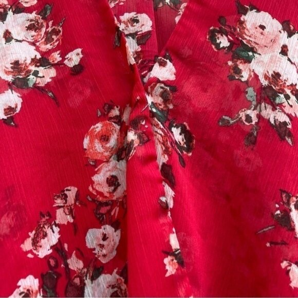 KUT from the Kloth red floral sheer long sleeve blouse, size small - Picture 3 of 9